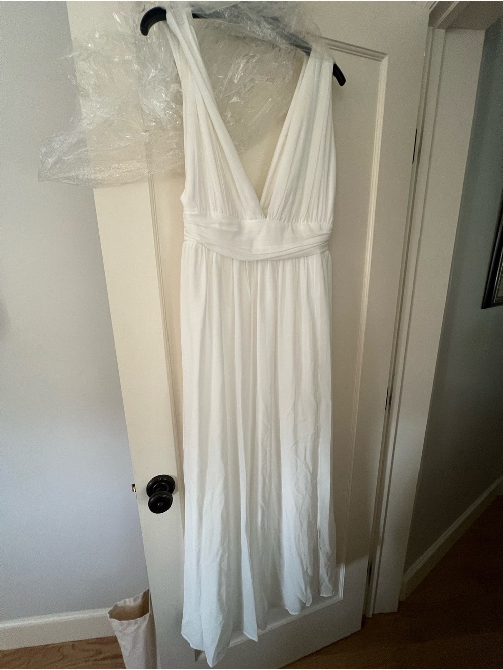 Lulu's Heavenly Hues White V-Neck Maxi Wedding Dress